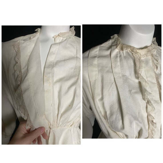 Vintage antique 1910s cream blouse with square pa… - image 3
