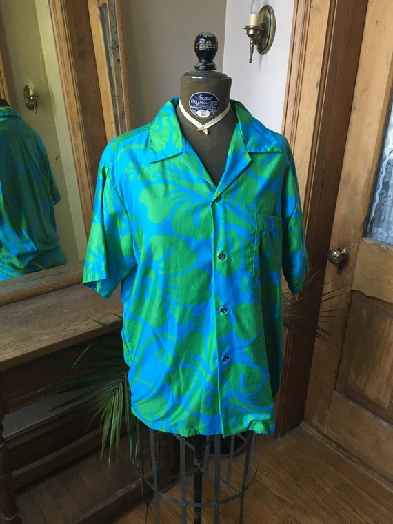 Vintage 1970's Bright Green and Blue Hawaiian Men's - Etsy