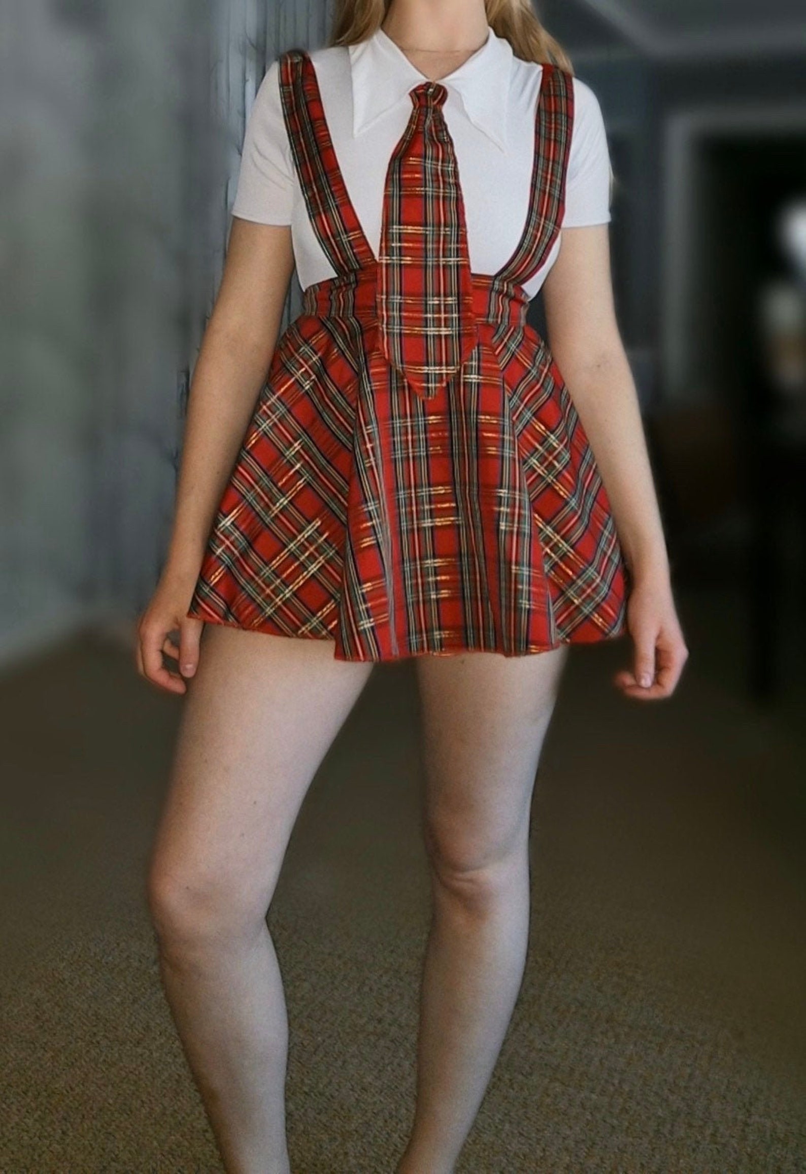 1990'S Vintage Red Plaid School Girl and White Leotard Etsy