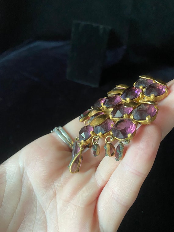 Vintage 1940’s gold and purple rhinestone dress c… - image 4