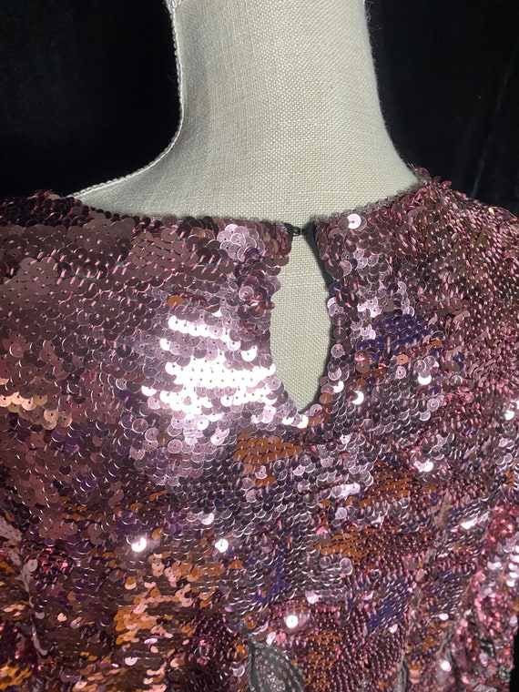 Vintage 1980’s black silk and pink sequin Oleg Ca… - image 8