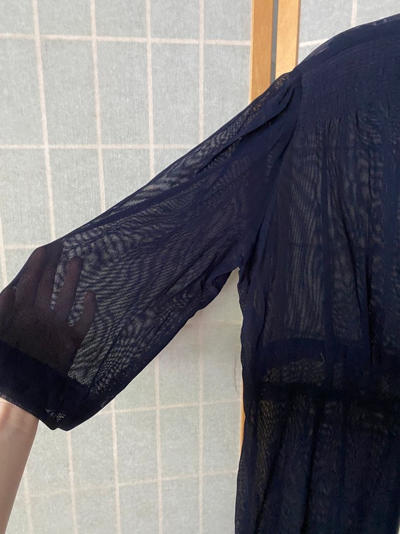 Vintage 1940'S Sheer Navy Blue Mesh Jacket Dress - image 3