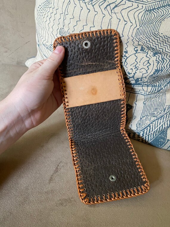 Vintage 1980’s light brown tooled leather wallet - image 4