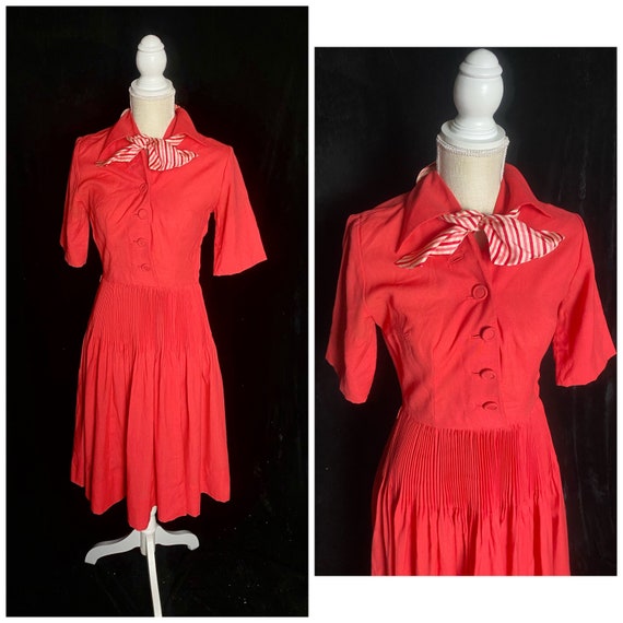 Vintage 1950’s deep coral pink red Carole King or… - image 1