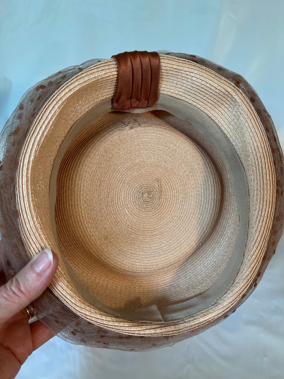 Vintage tan pill box hat 1950’s - image 5