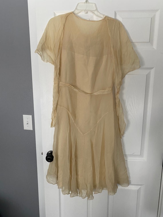 Vintage antique 1920’s 1930’s cream silk chiffon … - image 4