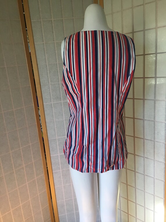 Vintage 1970's Red White and Blue Striped Tunic, … - image 5