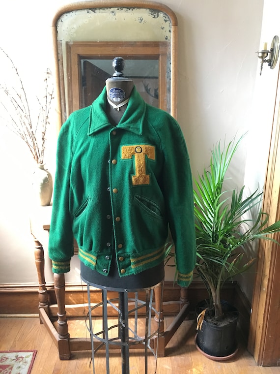 Vintage Green Letterman Jacket