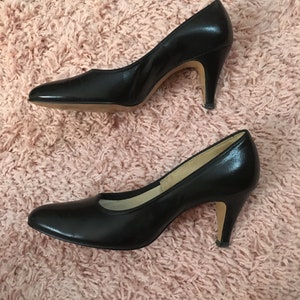 Vintage 1950's Johansen'ette Black Leather High Heel Shoes Size 6 - Etsy