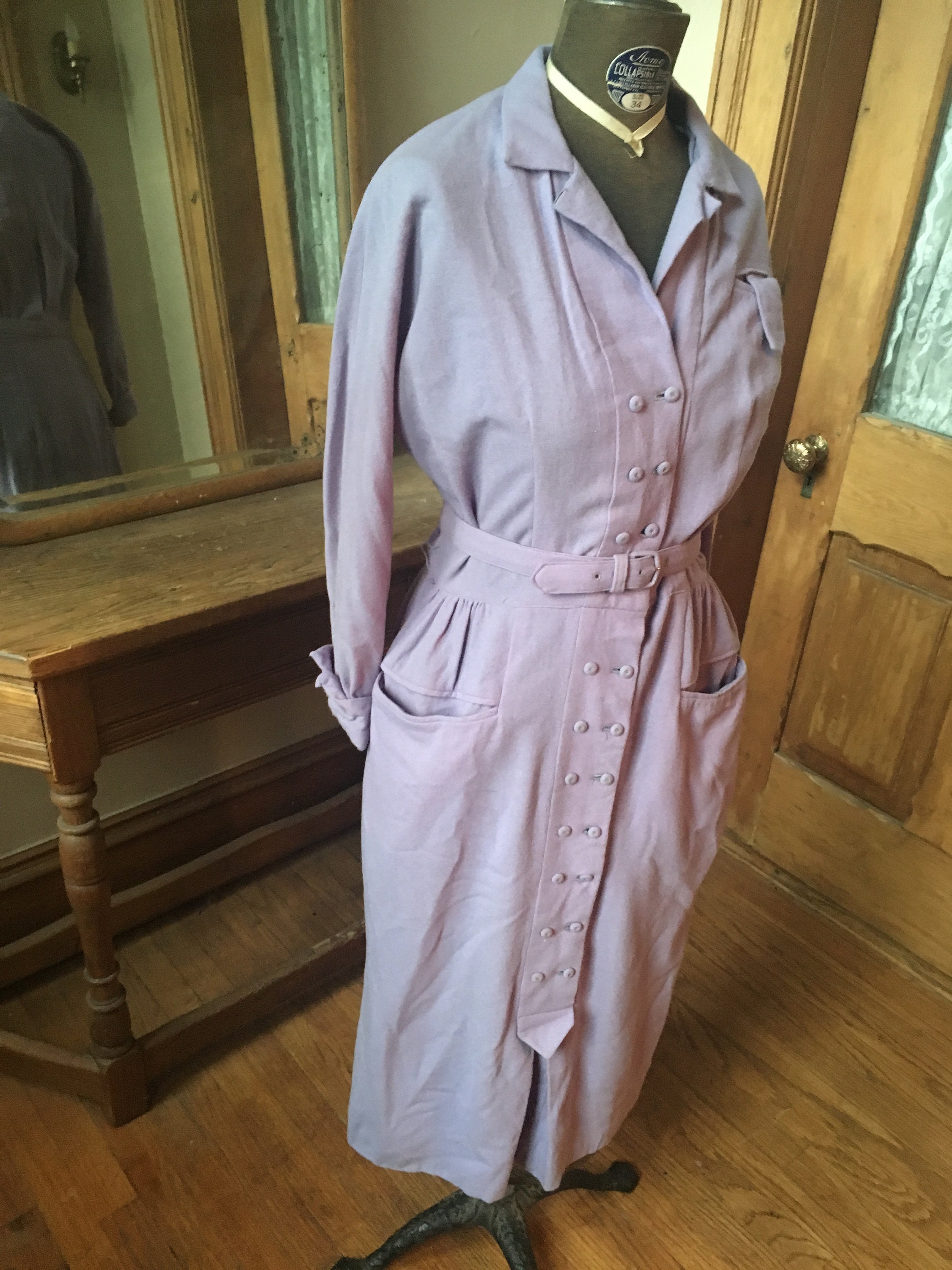 Vintage Lavender Purple Wool 1940's Dress Size Large | Etsy