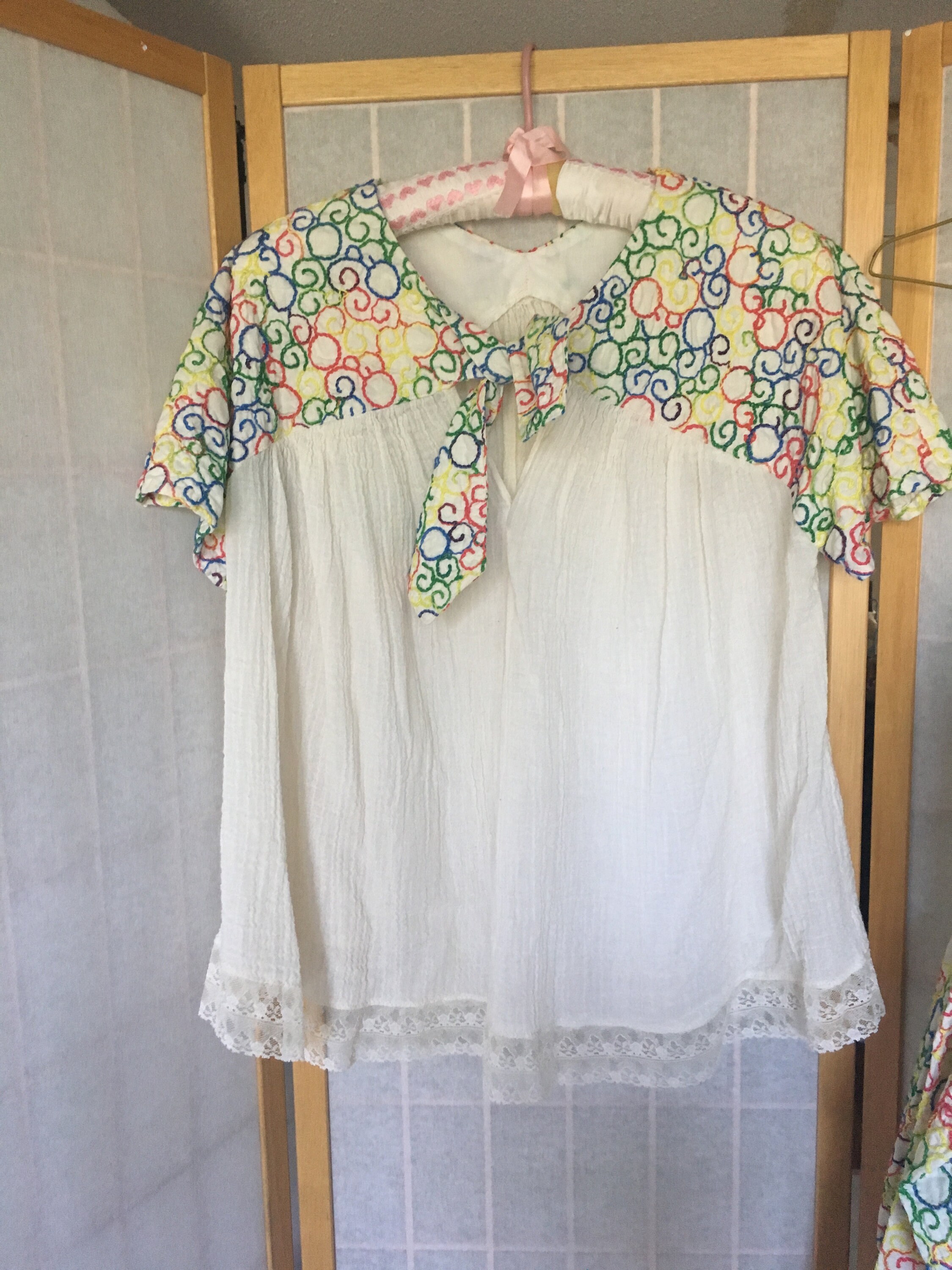 Vintage 1970's White Shirt and Skirt Set With Rainbow | Etsy