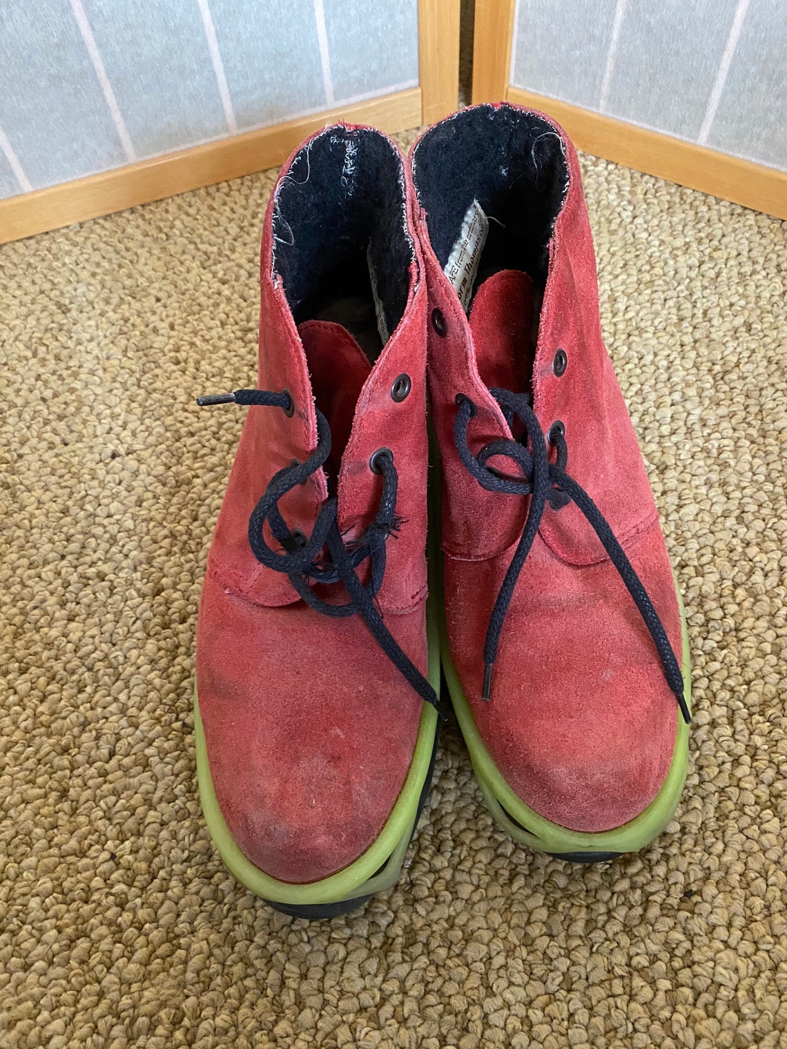 Vintage 1970s Red Suede Norm Thompson Ankle Boots With Lime | Etsy
