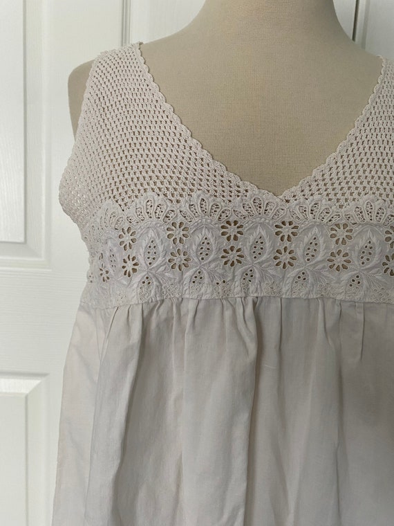 Antique 1900s white cotton nightgown with crochet - image 2