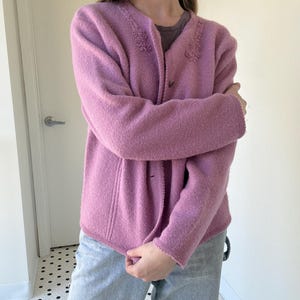 Vintage 1990 lila rosa wolle Pendleton Strickjacke Pullover, größe L