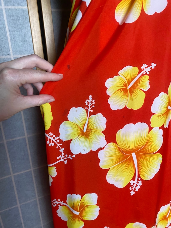 Vintage 1980’s bright orange hawaiian flower swim… - image 6