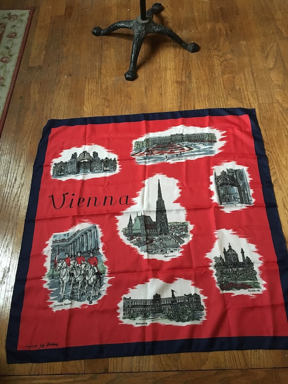 Vintage Vienna Red Souvenir Square Scarf