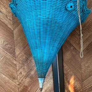 Vintage antique 1920s blue woven umbrella basket image 2