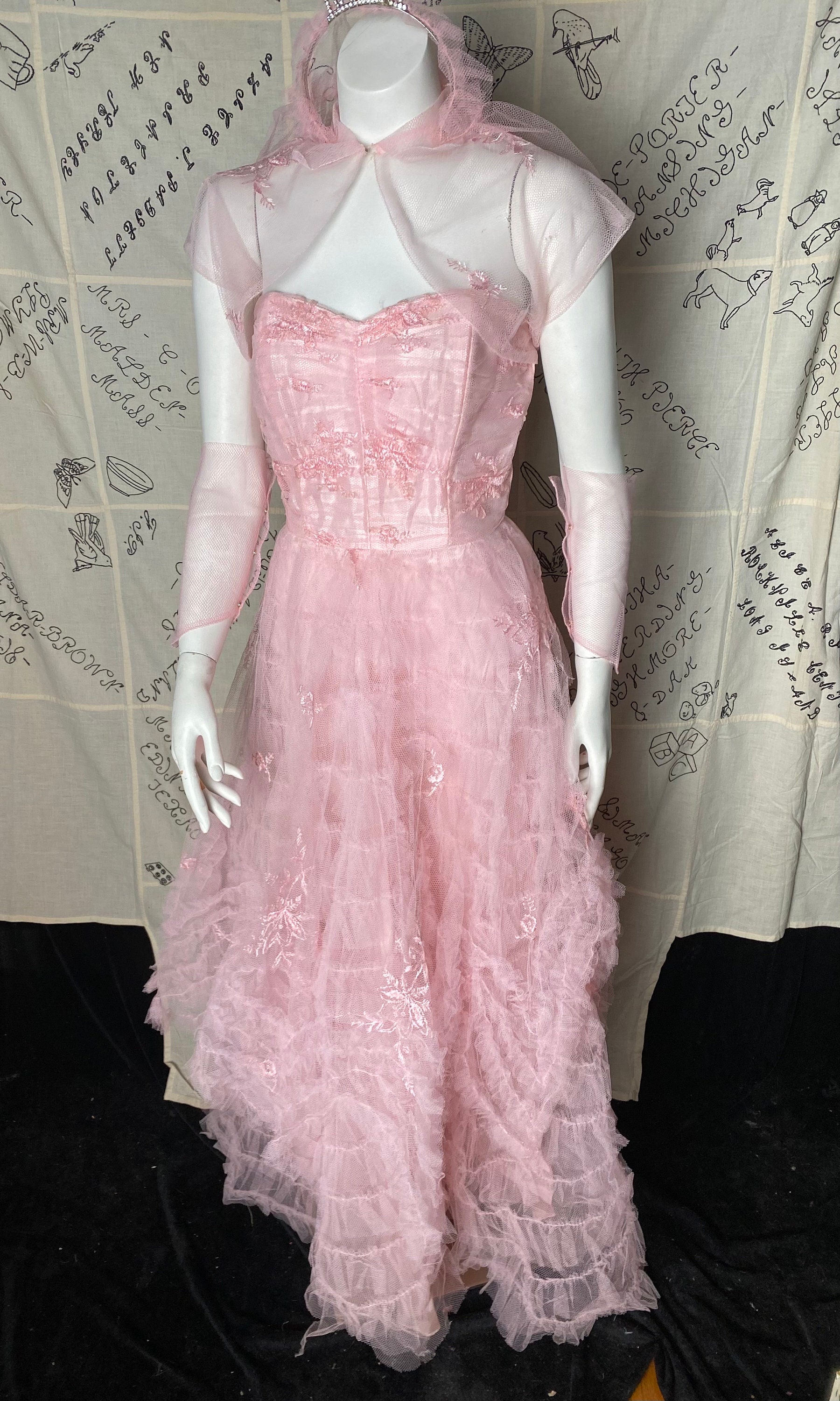 Vintage 1950's Bubblegum Pink Tulle Party Dress With