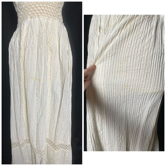 Vintage 1960’s white textured halter sun dress, s… - image 3