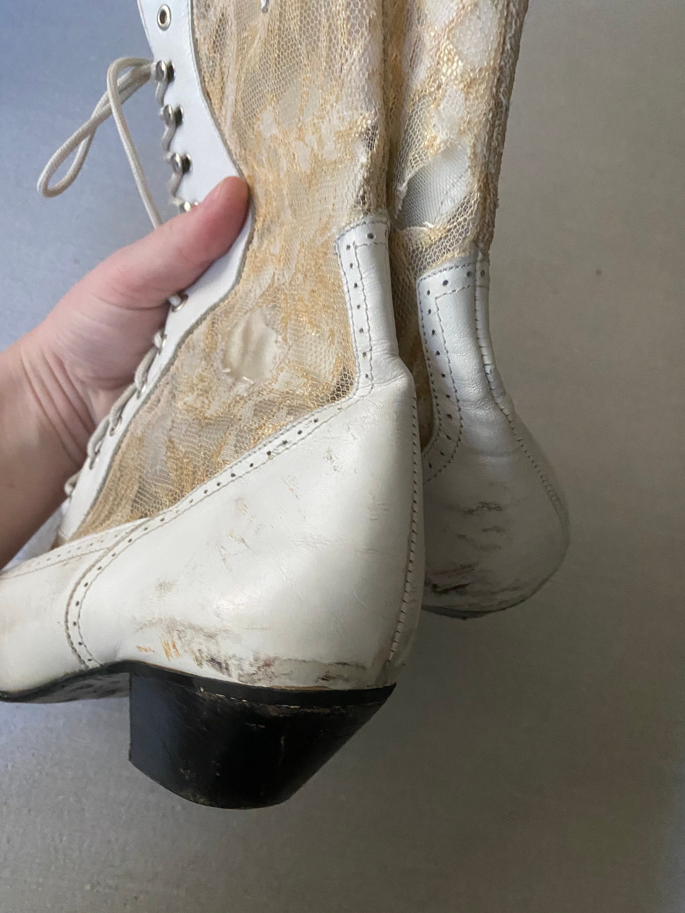 White lace granny boots sale