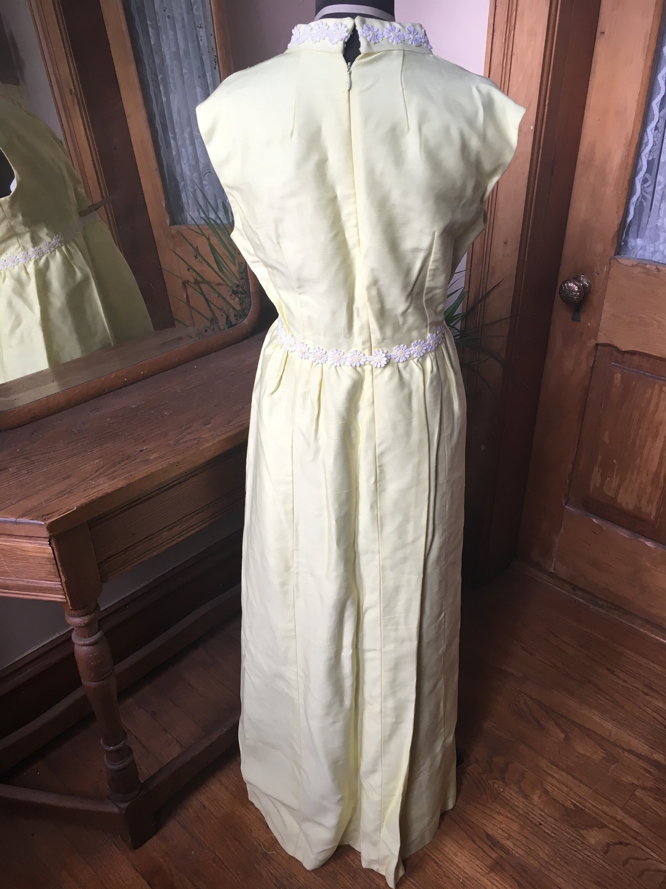 Vintage Yellow Maxi Daisy Flower Dress Etsy