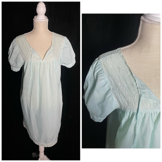 Vintage 1960s Light Blue Puffy Sleeve Night Gown, Size Medium -  Canada