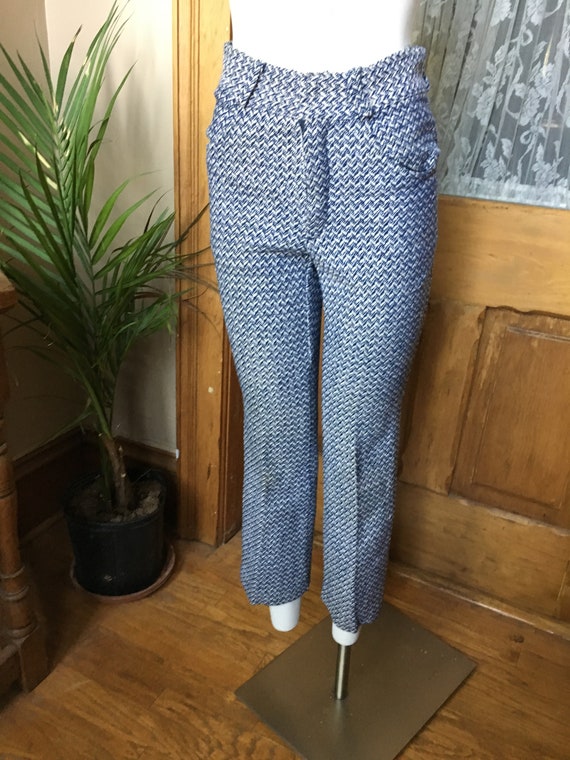 Vintage 1970's Blue and White Slacks, Pants size … - image 1