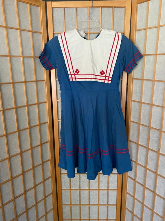 Vintage 1950’s red white and blue nautical girls d