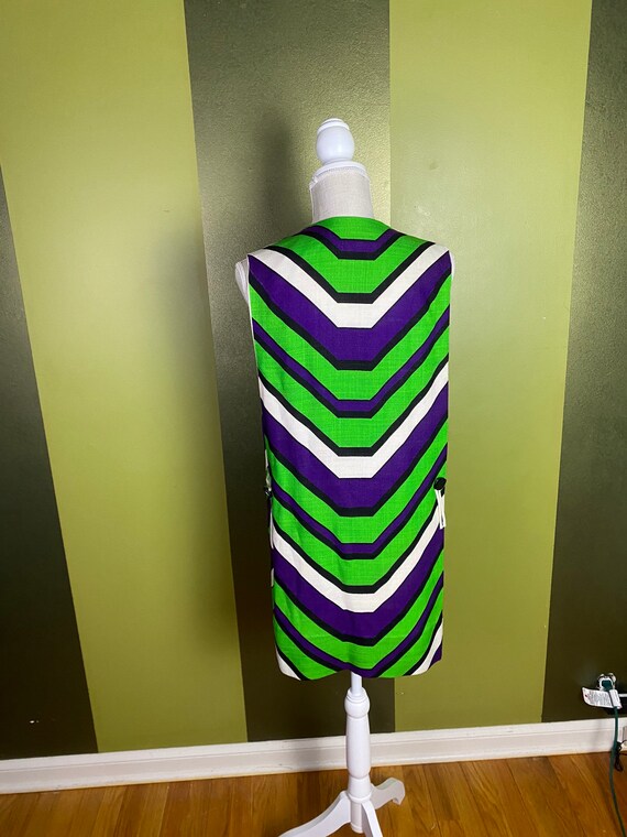 Vintage 1960’s green, purple and white stripe ope… - image 7