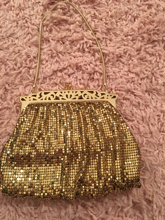 Vintage 1950's Gold Metal Purse, Hand bag, Evenin… - image 3