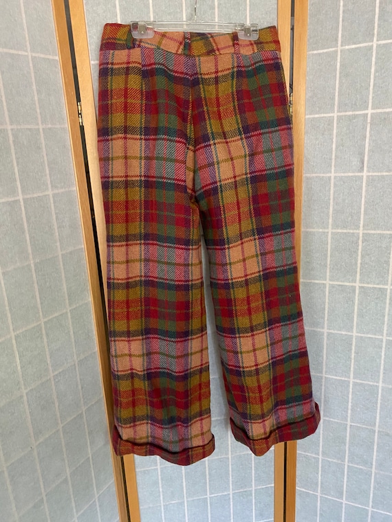 Vintage 1960’s colorful wool plaid pants, trousers - image 6