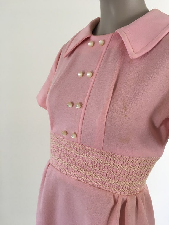 Vintage 1970's Pink Polyester Girl's Peasant Mini… - image 4