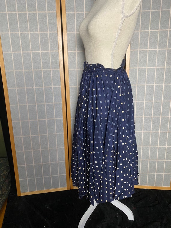 Vintage 1950’s navy blue circle skirt with white … - image 3