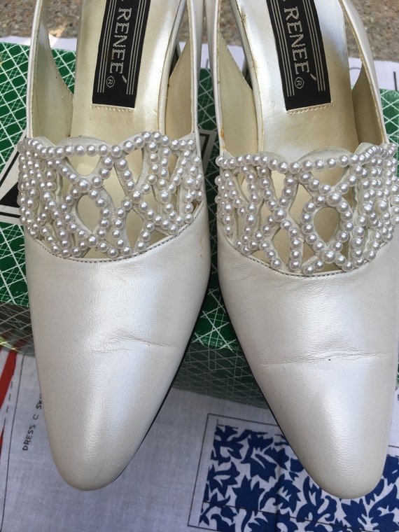 1960's White Pearly Wedding Heels