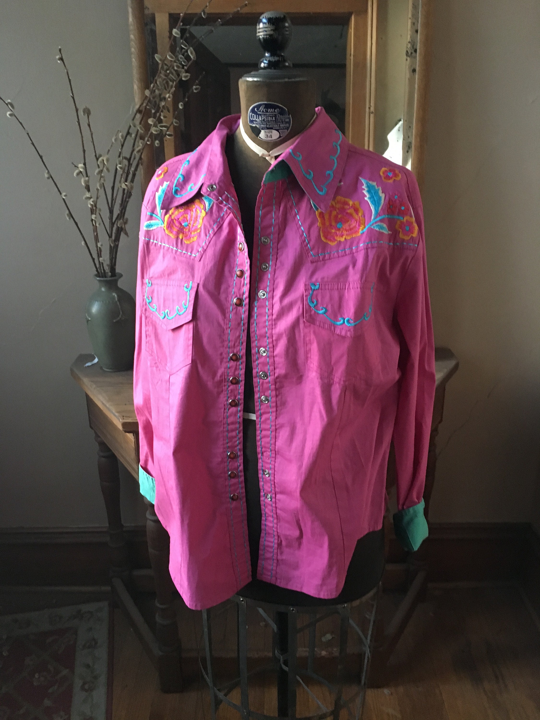 Pink Western Pearl Snap Shirt 
