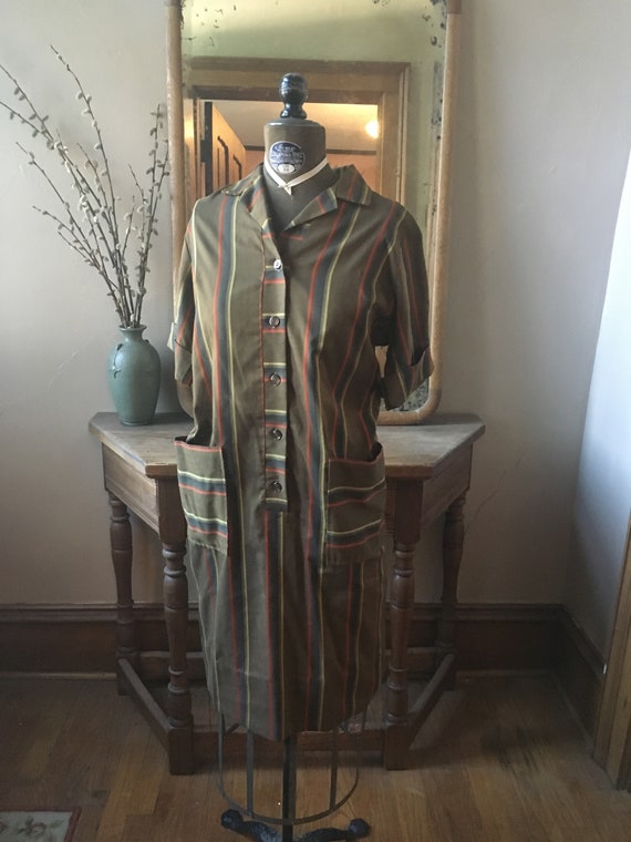 Vintage 1960's Brown, Orange Striped T-Shirt Dress