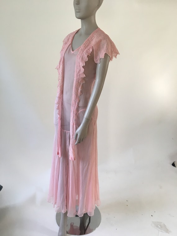 Vintage 1920's Sheer Pink Spider Web Dress, Gown,