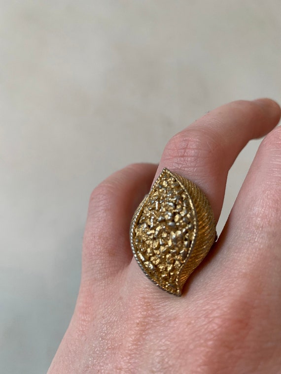 Vintage Large Gold Coro Stamped Ring