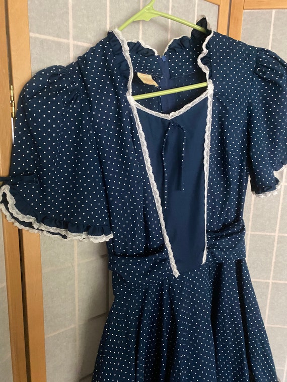 Vintage 1970's Navy Blue And White Polka Dot West… - image 2