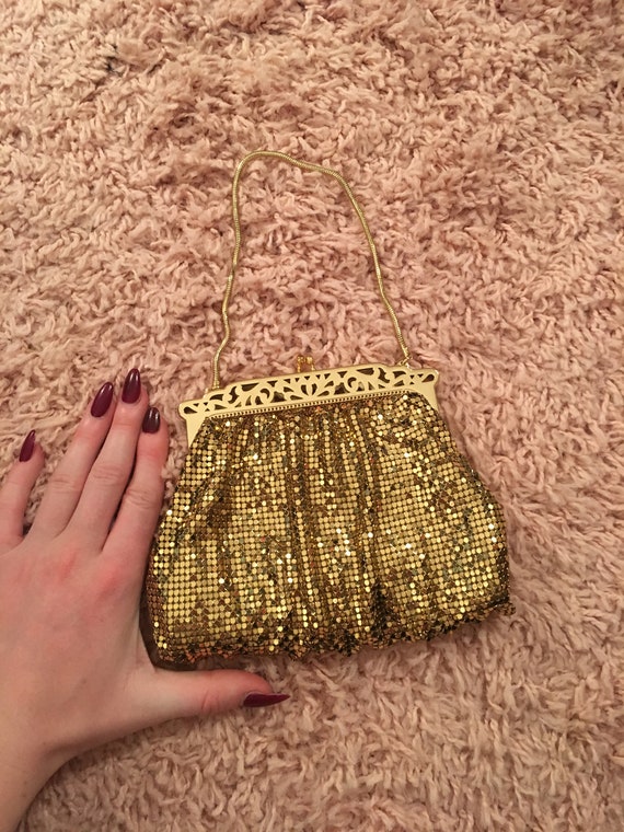 Vintage 1950's Gold Metal Purse, Hand bag, Evenin… - image 2