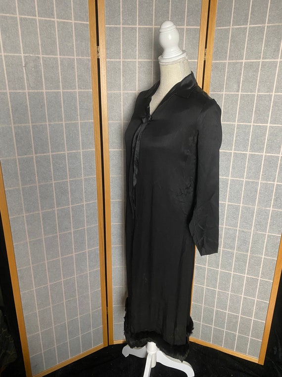 Vintage antique 1920’s black silk shirt dress wit… - image 4
