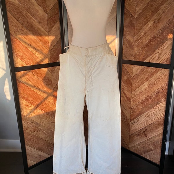 Vintage 1930’s cream white sailor uniform pants, size small medium