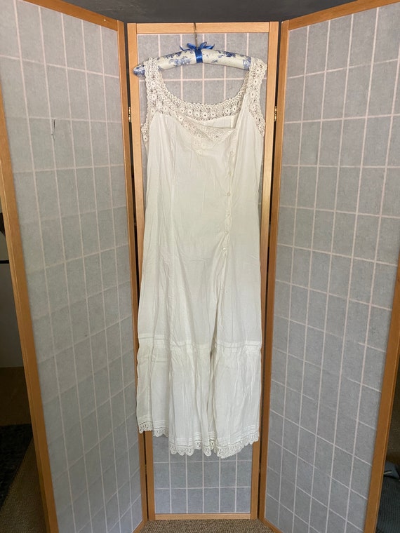 Vintage antique white cotton slip, petticoat dress