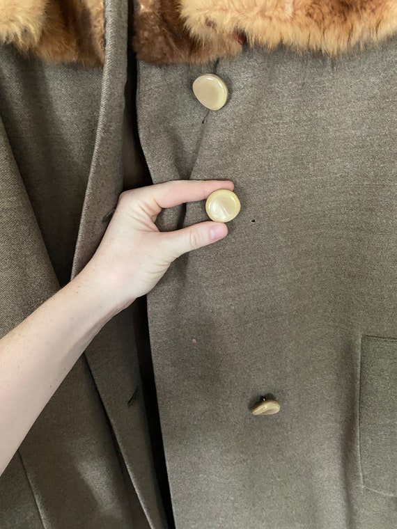 Vintage 1950’s brown gray wool coat with orange b… - image 2