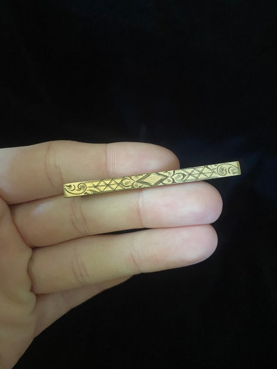 Vintage antique carved gold bar brooch, ornate pin
