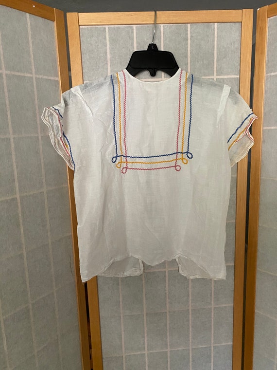 Vintage 1930's White Cotton SHirt, TOp, BLouse