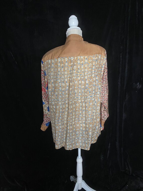 Vintage 1980’s brown, blue and red pattern long s… - image 5