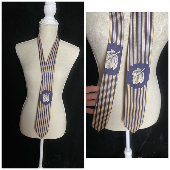 Vintage 1940’s purple and yellow stripe Brent nec… - image 1