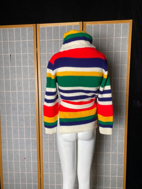 Vintage 1970’s colorful striped pullover cowl tur… - image 5