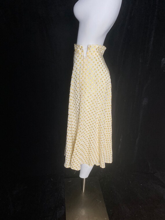 Vintage 1950’s cream and metallic gold polka dot … - image 4